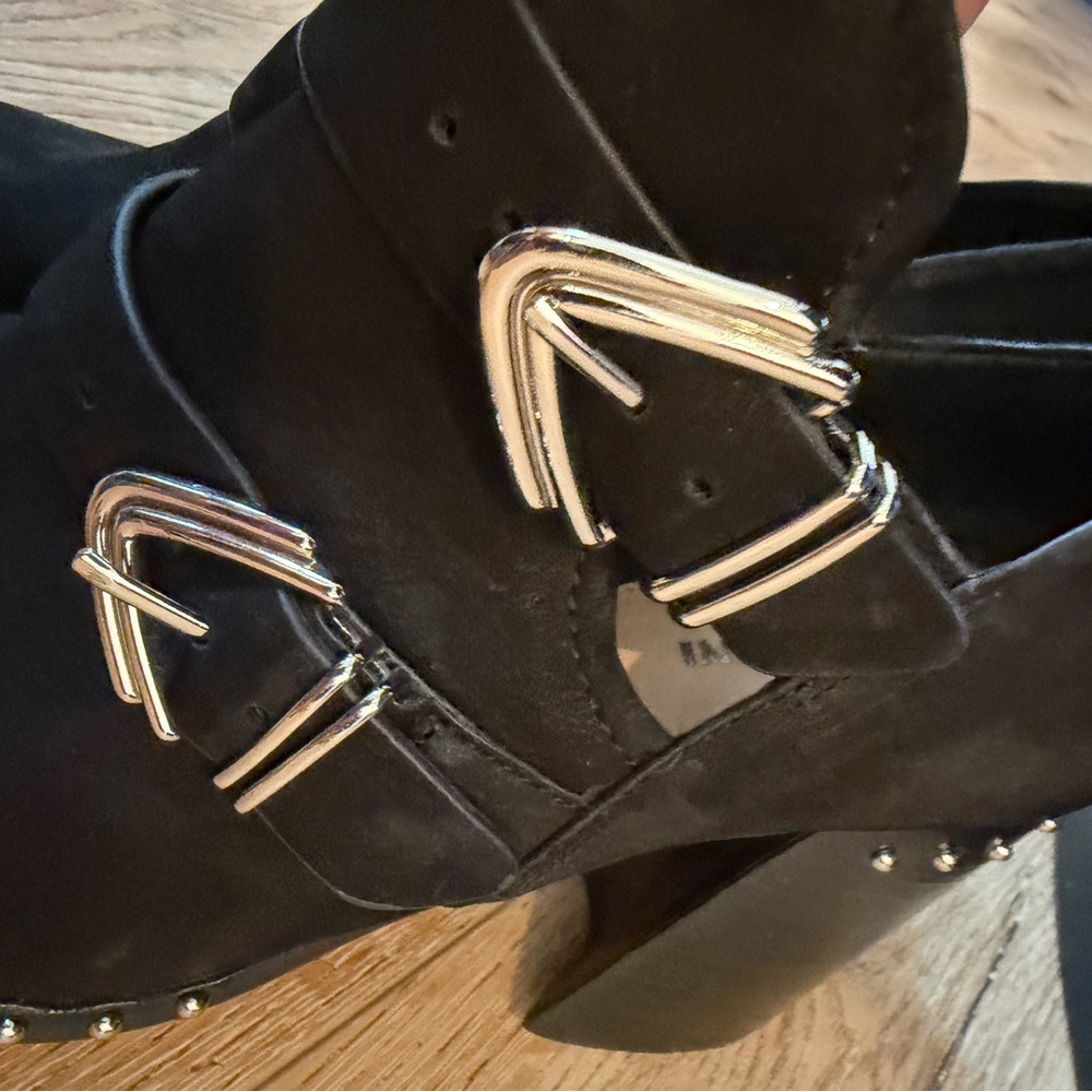 Gianni Bini Decie studded black suede moto booties - Picture 7 of 9